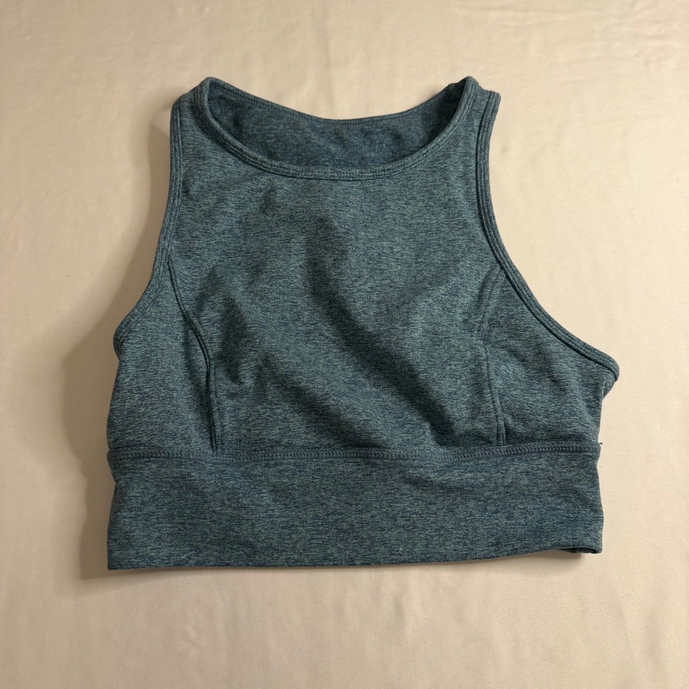 JoyLab Women's Teal Heathered High Neck Cutout Back Sports Bra Medium Activewear